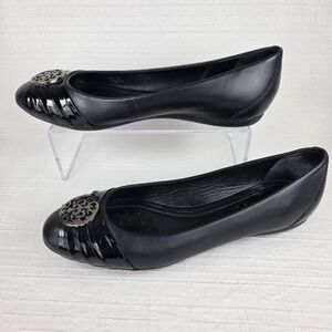 Geox Respira Black Leather Flats Women's EU 38 US 7.5 Office Career Secretary